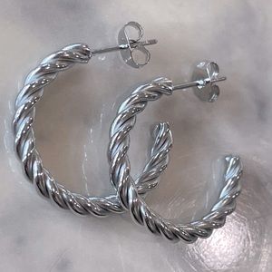Silver Rope Hoops